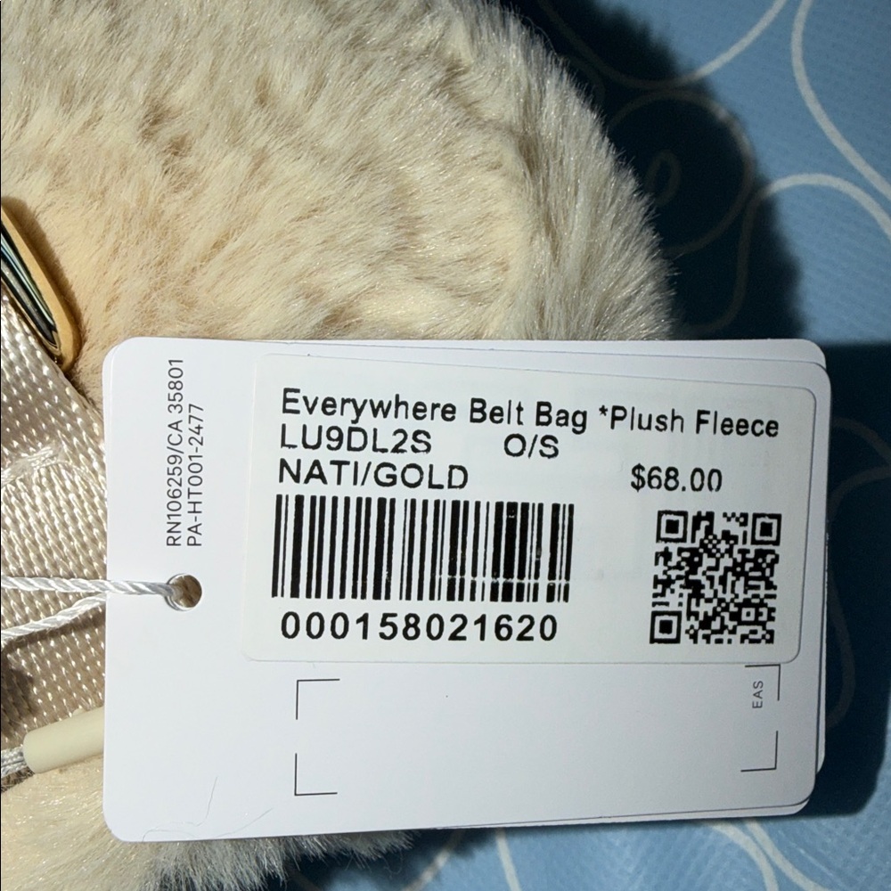 🆕 LULULEMON Everywhere Belt Bag Plush Fleece *Rhinestone Logo! NEW Ivory/Gold - Picture 16 of 17